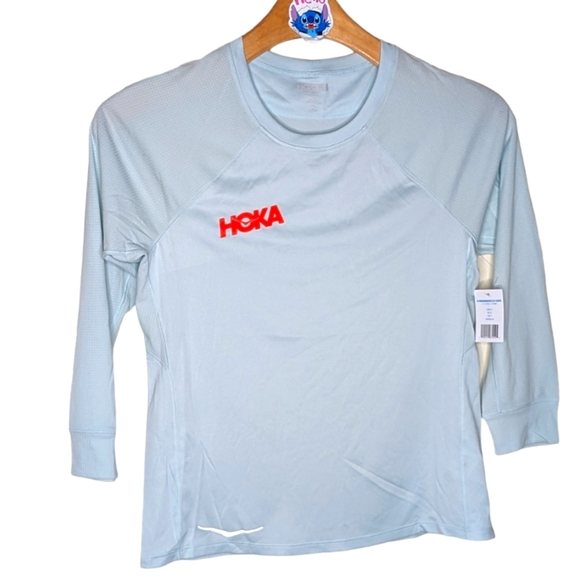 Woman's Blue HOKA PERFORMANCE 3/4 SLEEVE TOP - Picture 6 of 6